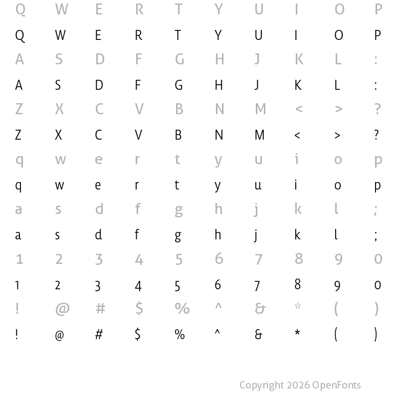 Character Map of Lemon Sans Next Cond SLight