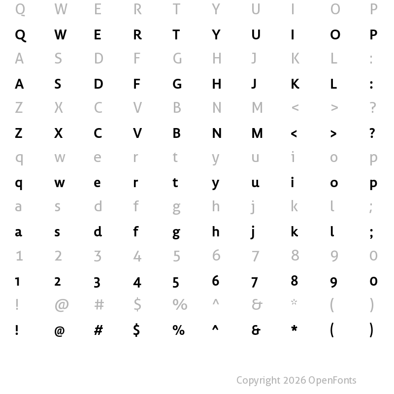 Character Map of Lemon Sans Next Medium
