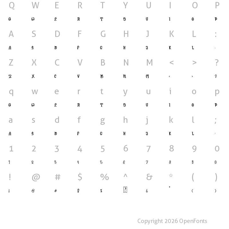 Character Map of Lemonnes Regular