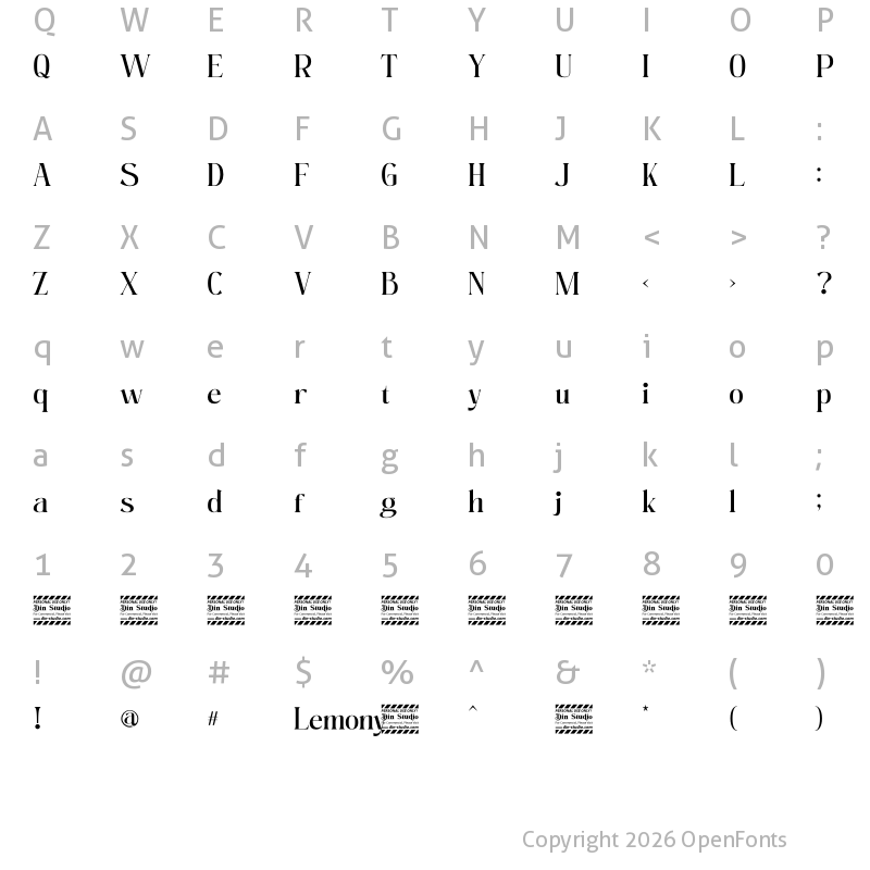 Character Map of Lemony Personal Use Regular