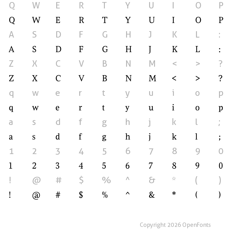 Character Map of Leo Small Text