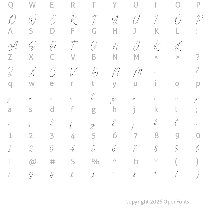 Character Map of Leontyne Signature Regular