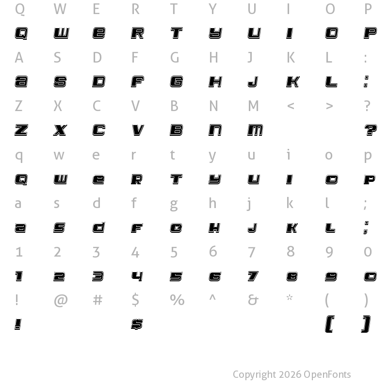 Character Map of Leprosy 3D Filled Italic