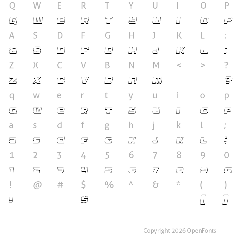 Character Map of Leprosy 3D Italic