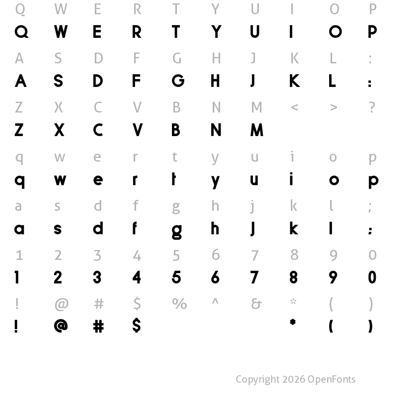 Character Map of Less Bold