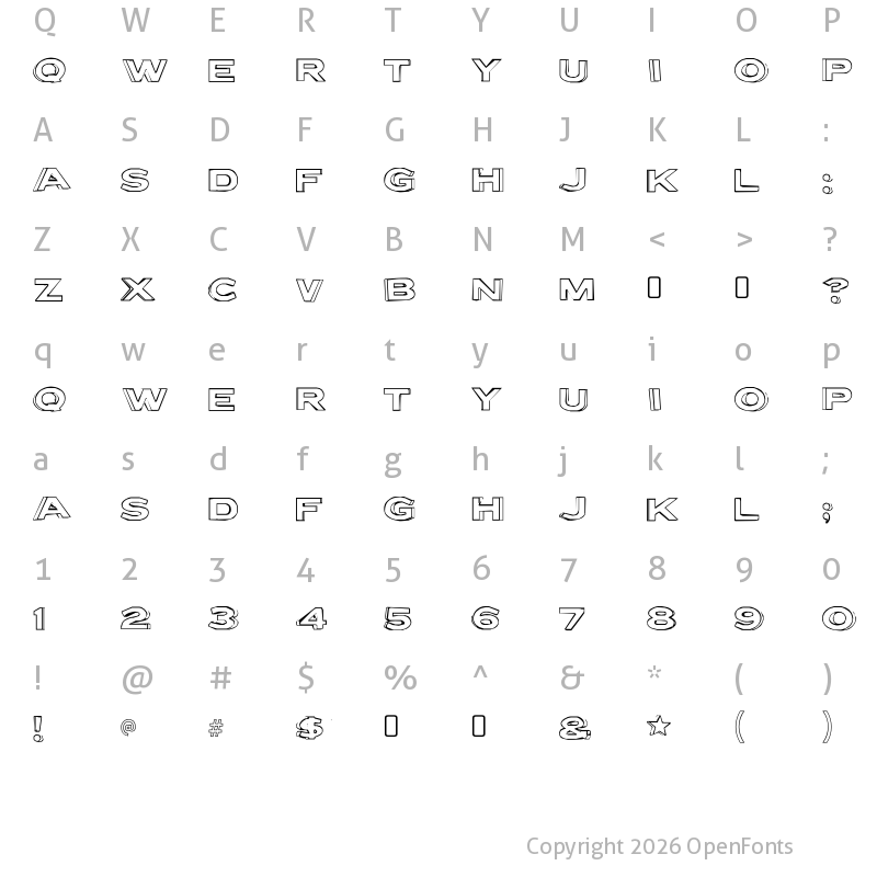 Character Map of Letter Set B