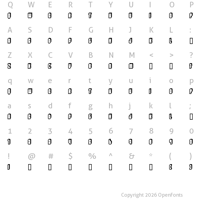 Character Map of Letters Regular