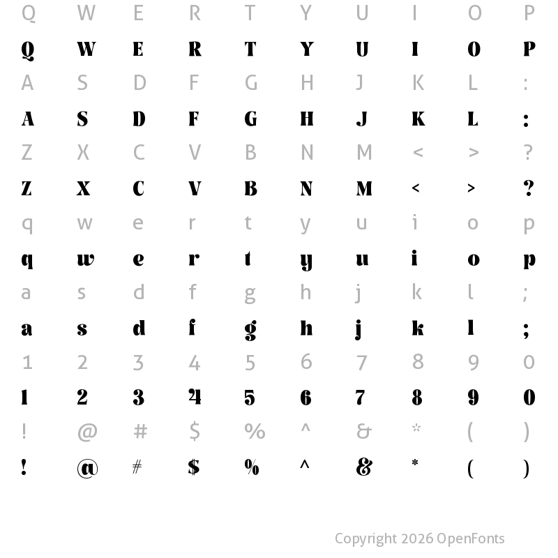 Character Map of Lettown Hills Regular