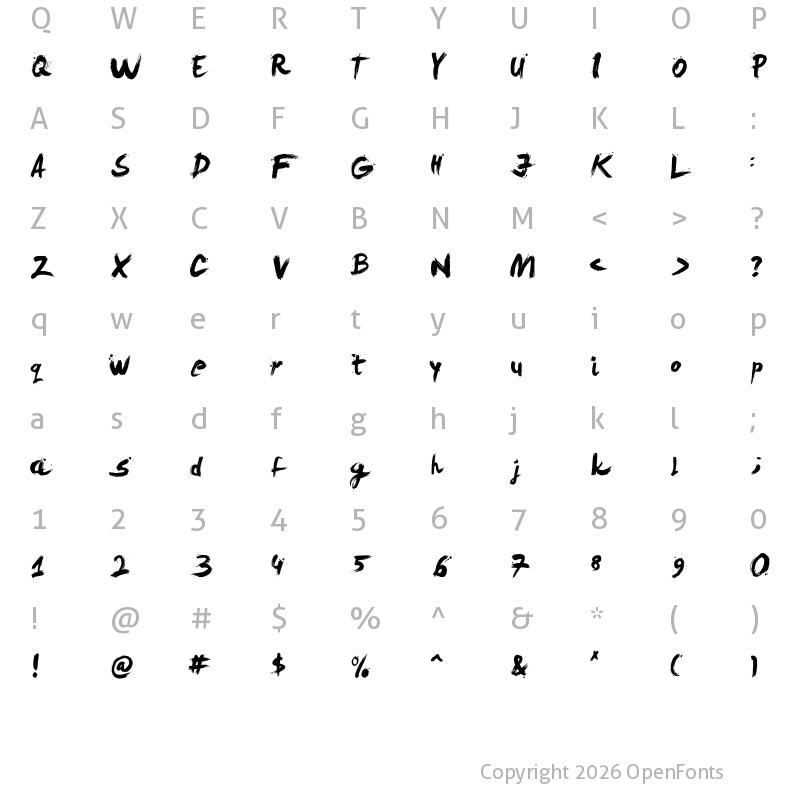 Character Map of LeviBrush Regular