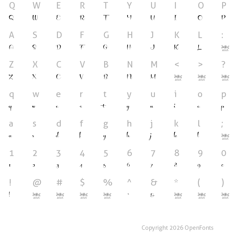 Character Map of Levitee Demo Regular