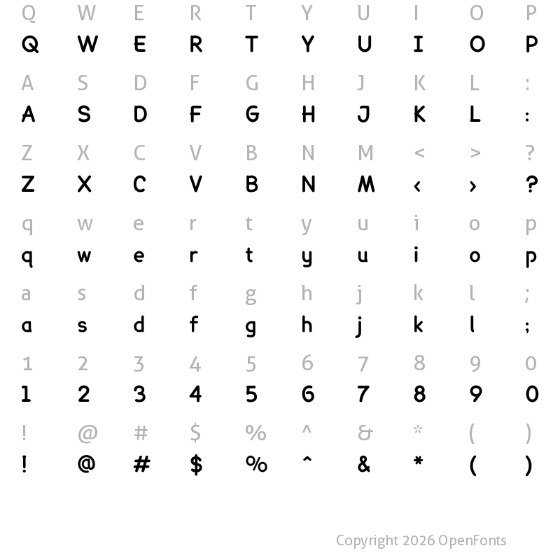 Character Map of Lexie Readable Bold