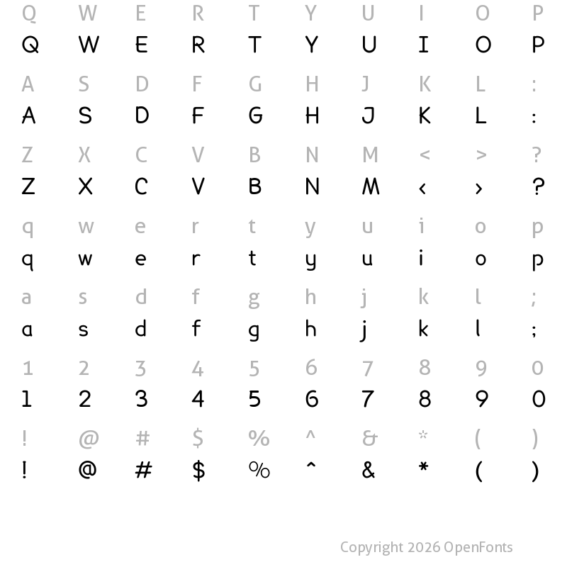 Character Map of Lexie Readable Regular