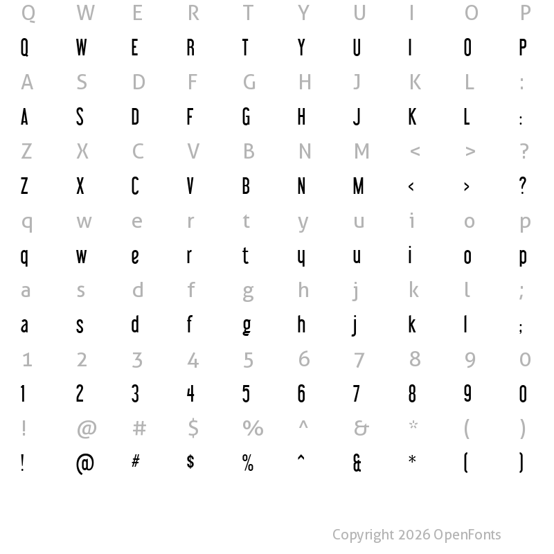 Character Map of Libel Suit Regular
