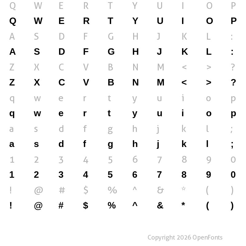 Character Map of Liberation Sans Bold