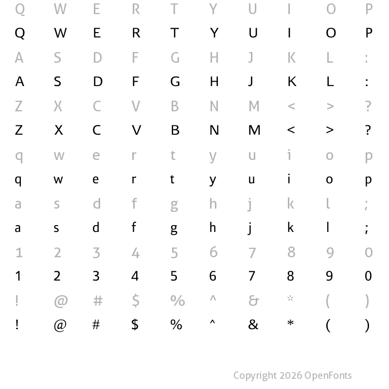 Character Map of Liberty Sans Regular