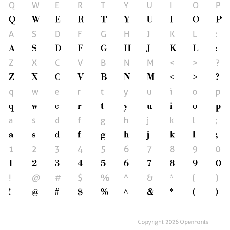 Character Map of Libre Bodoni SemiBold