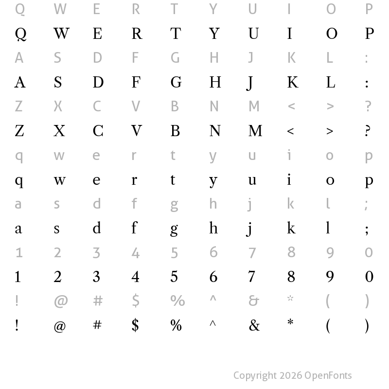 Character Map of Libre Caslon Text Regular