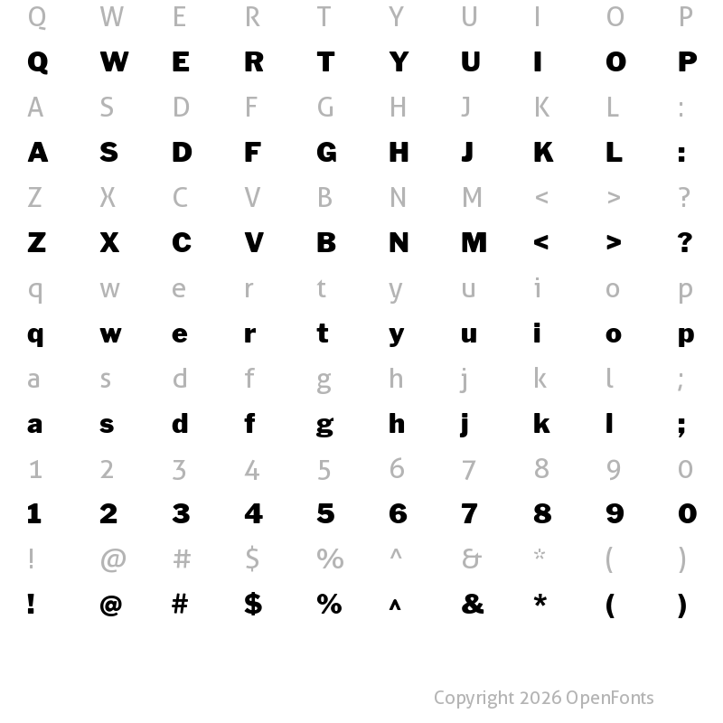 Character Map of Libre Franklin Black