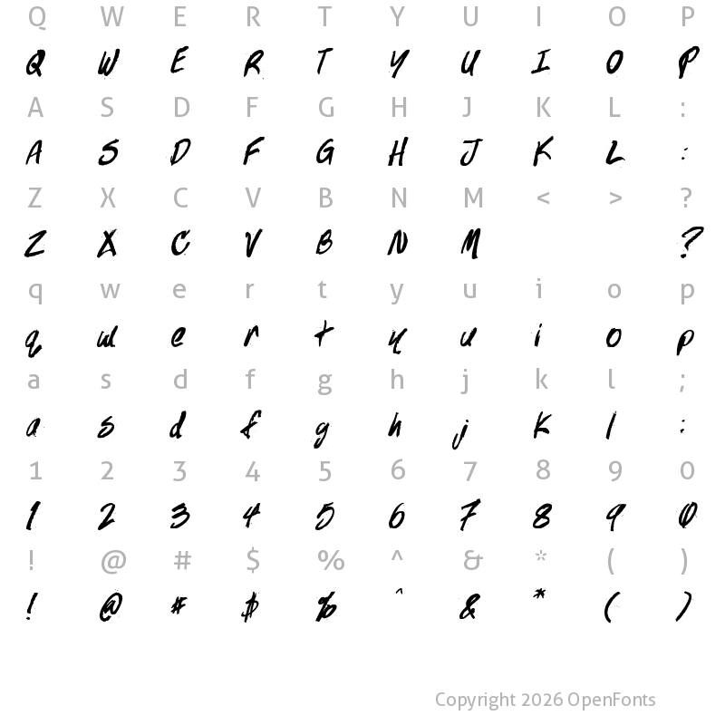 Character Map of Lickety Split Regular