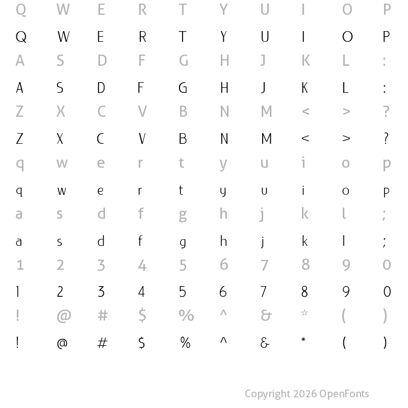 Character Map of LIEUR PESONAL USE ONLY Light