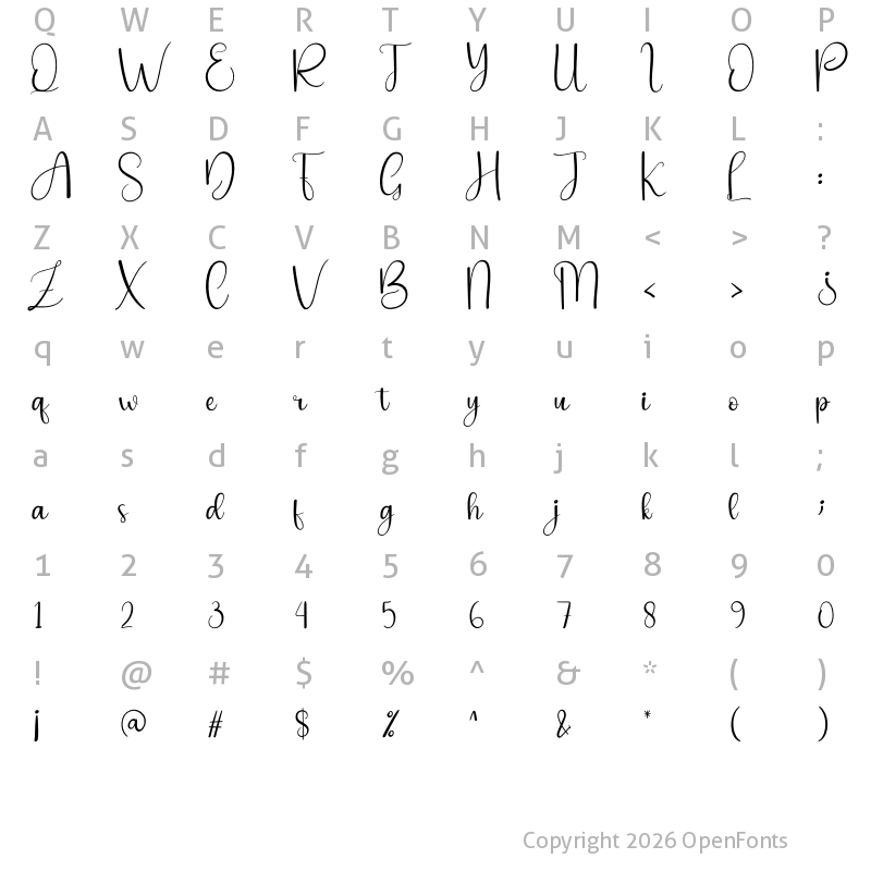 Character Map of Life Style Regular