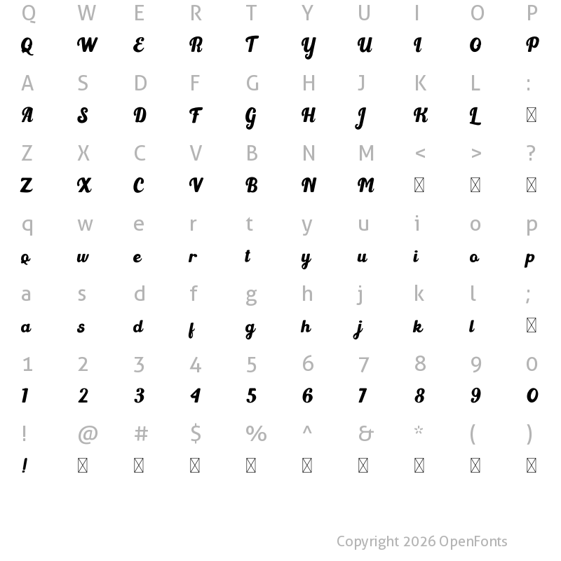 Character Map of Light Beach Regular