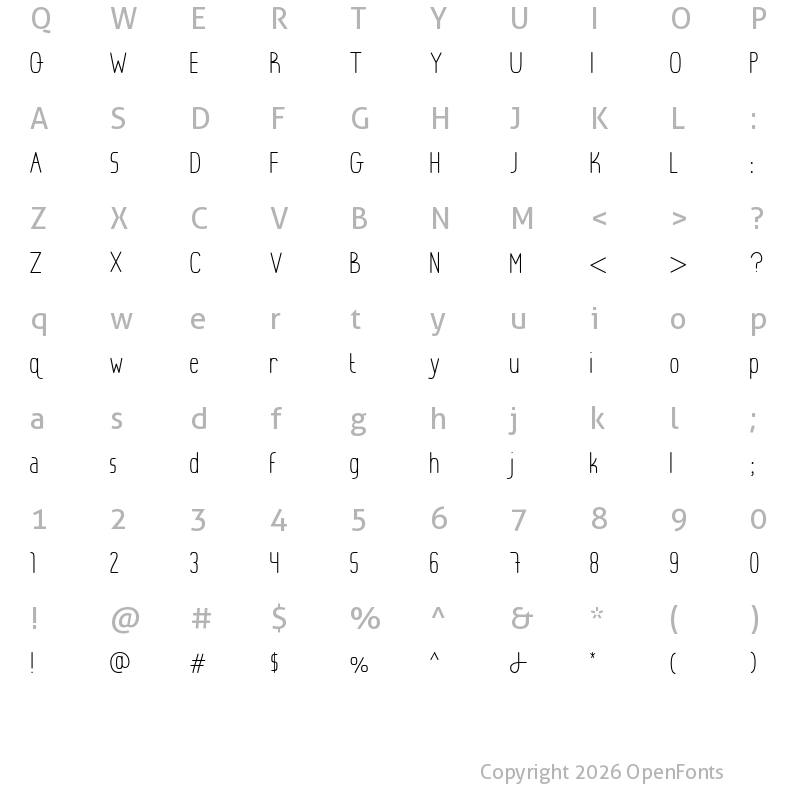 Character Map of Lightly Awkward Regular