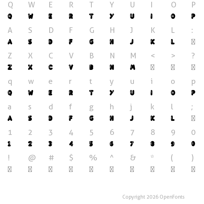 Character Map of Lightning Bold