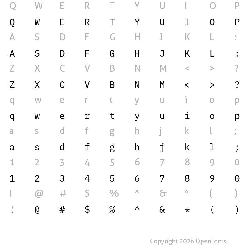 Character Map of Lilex Retina