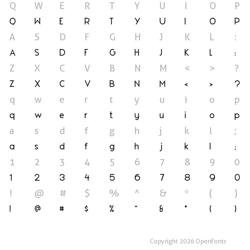 Character Map of Lincoln Display Medium