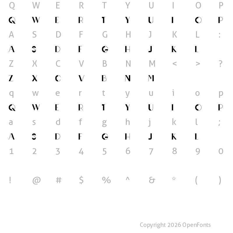 Character Map of Line Bold Sans serif Regular