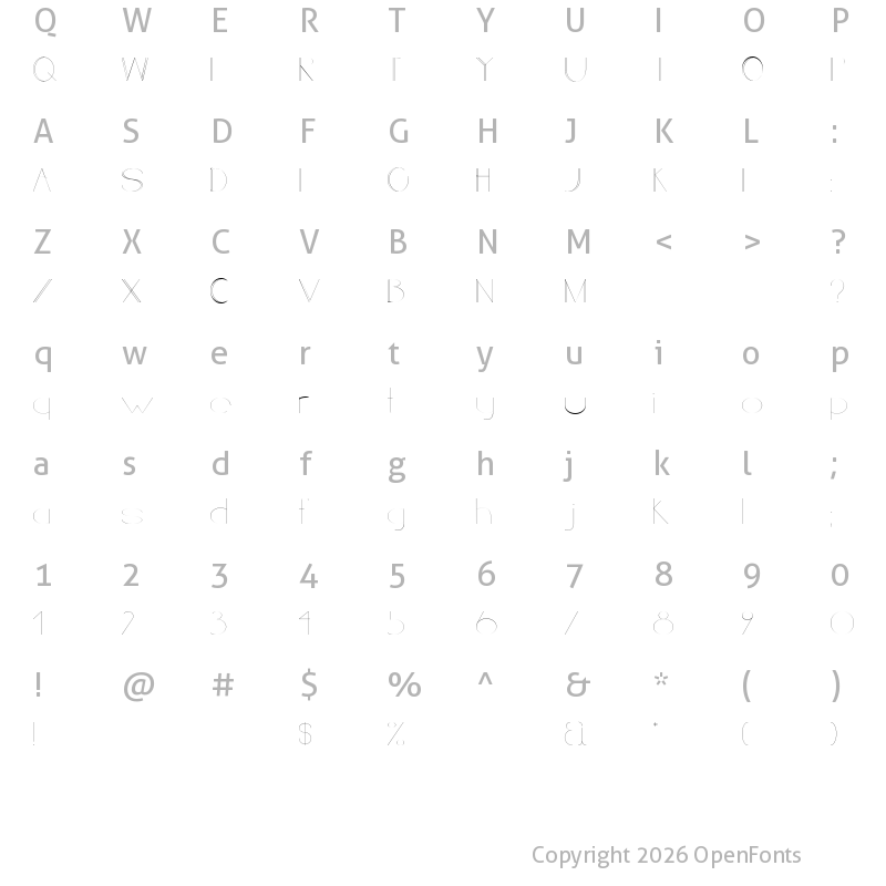 Character Map of Line style UltraLight