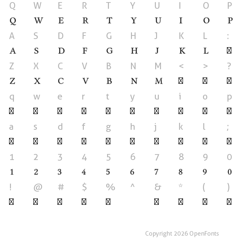 Character Map of Linux Libertine Initials O Initials