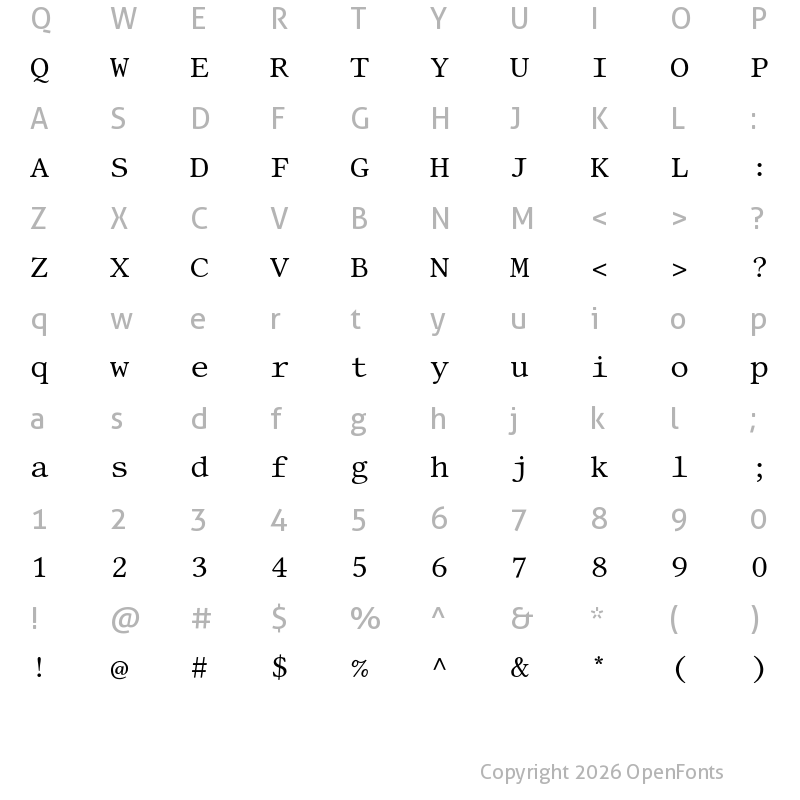 Character Map of Linux Libertine Mono O Mono