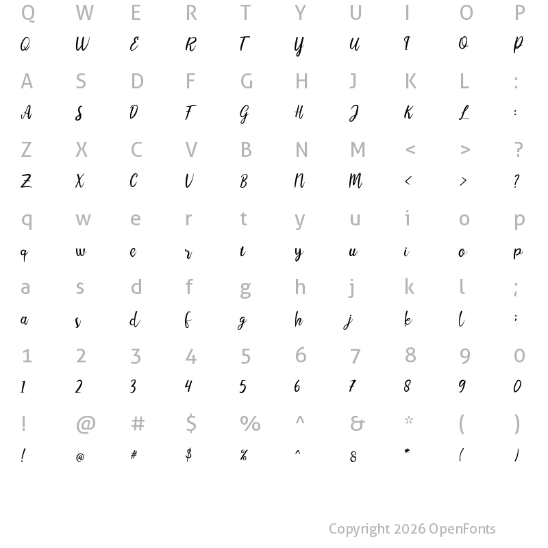 Character Map of LIONELLO SCRIPT Regular
