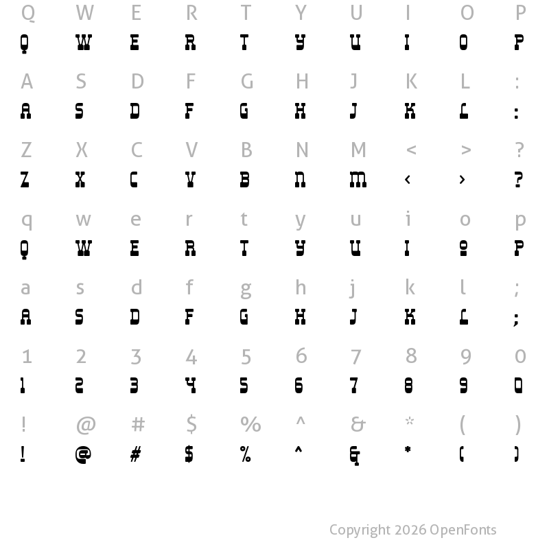 Character Map of Liong Personal Use Regular