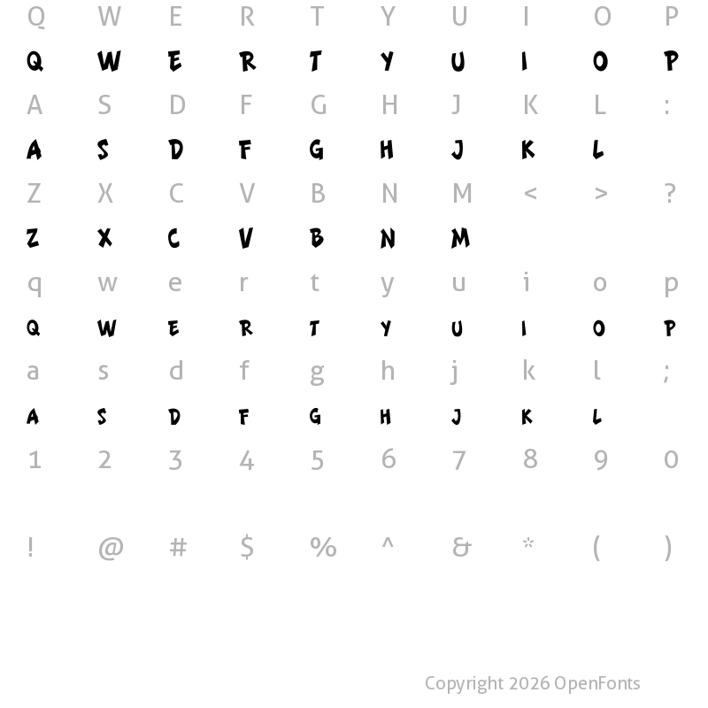 Character Map of LIONTEEN Regular