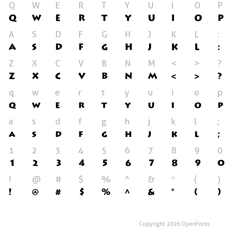 Character Map of Lithos Pro 850