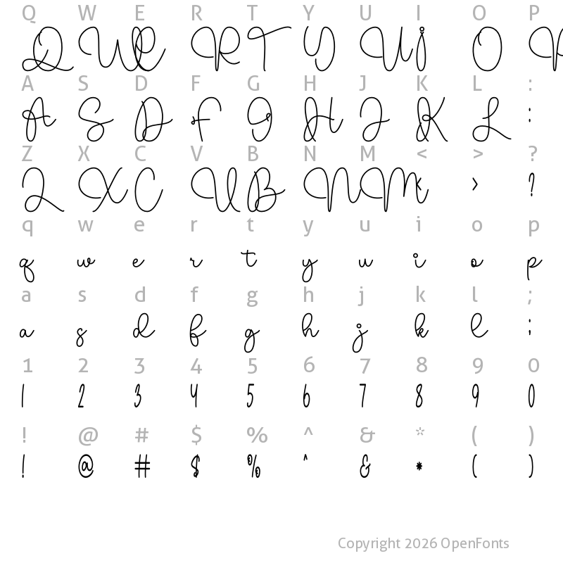 Character Map of Little Angel Monolin Regular