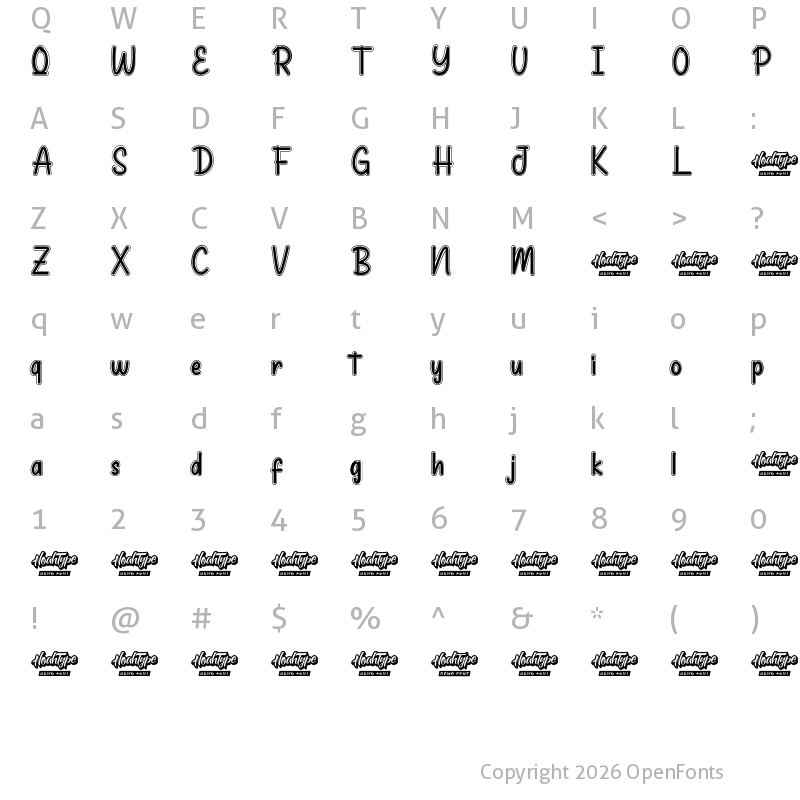 Character Map of Little Cartoon Demo Regular