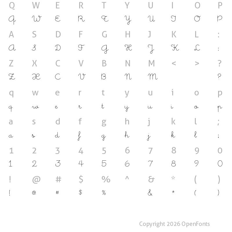 Character Map of Little Days Regular