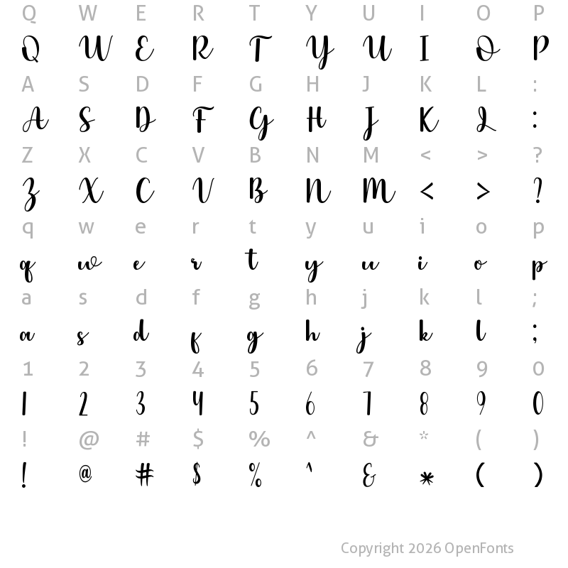 Character Map of Little Dolphins Regular