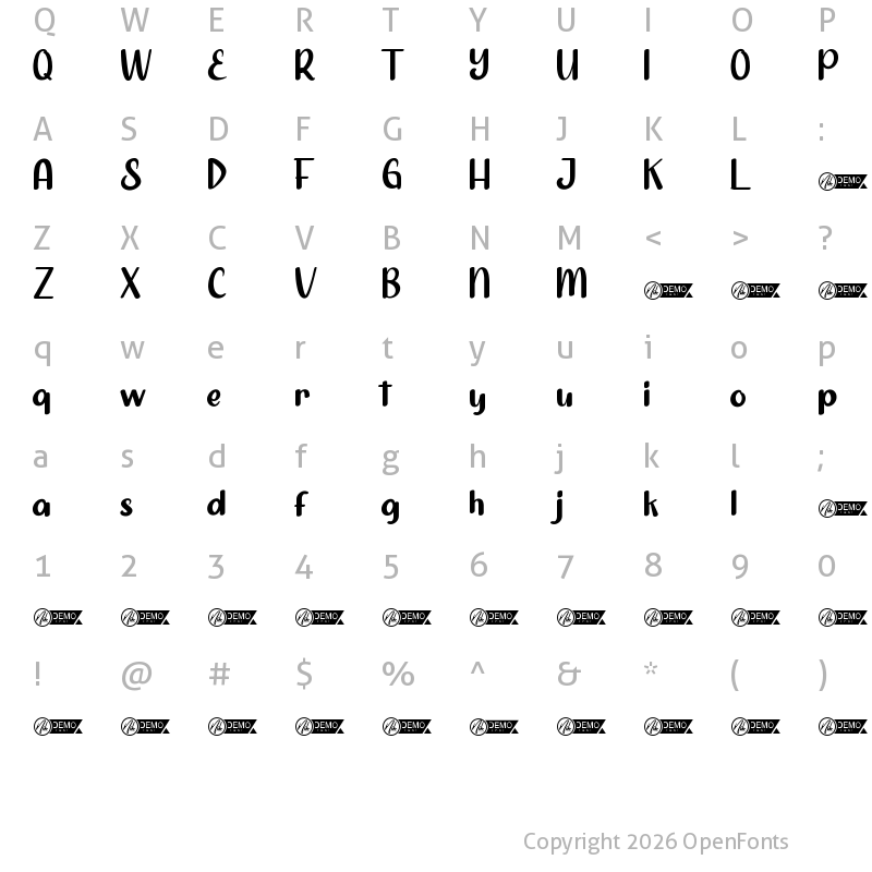 Character Map of Little One Demo Regular