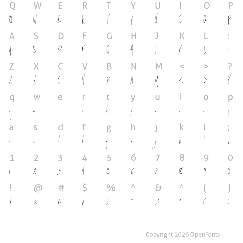 Character Map of Little Sparrow Regular