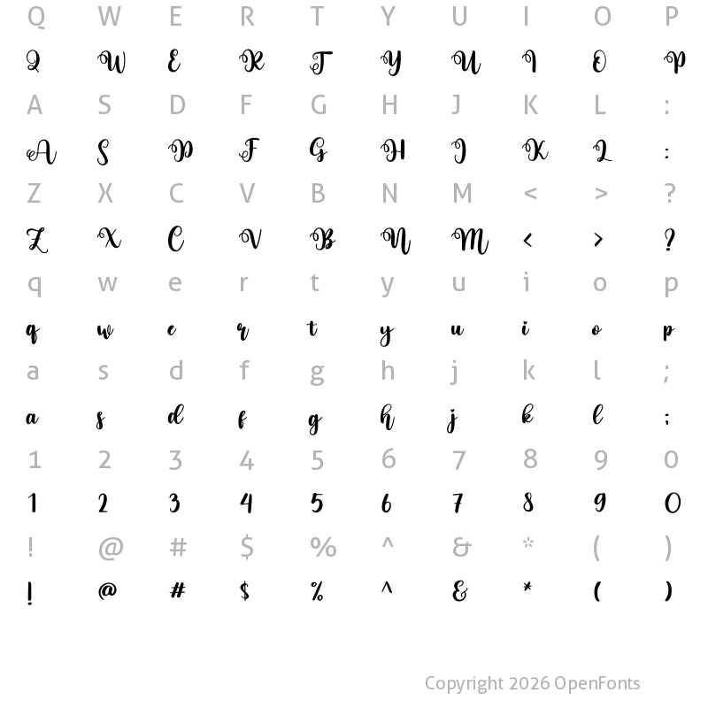 Character Map of live love Regular