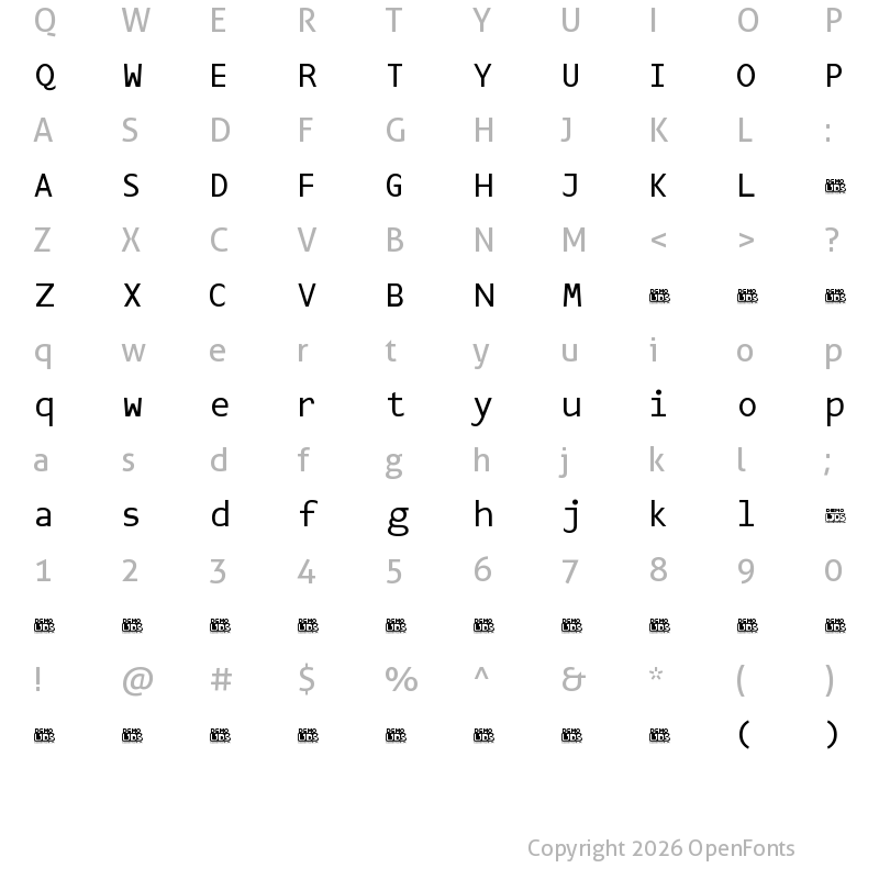 Character Map of LJDS Sans DEMO Regular