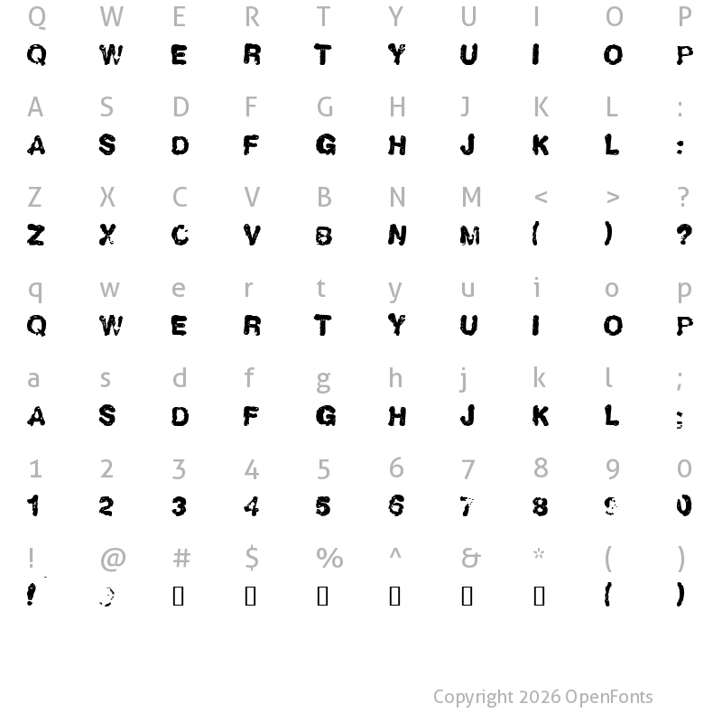 Character Map of LLHumboldt Regular