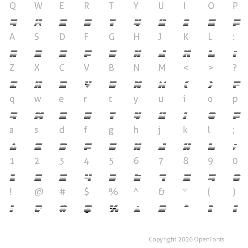 Character Map of Lobo Tommy Gradient Italic Italic
