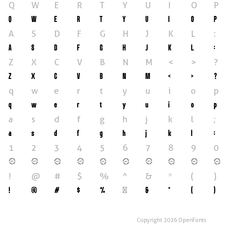 Character Map of Lokanova Personal Use