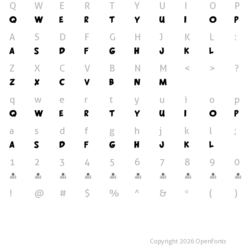 Character Map of LONE WOLF PERSONAL USE Regular